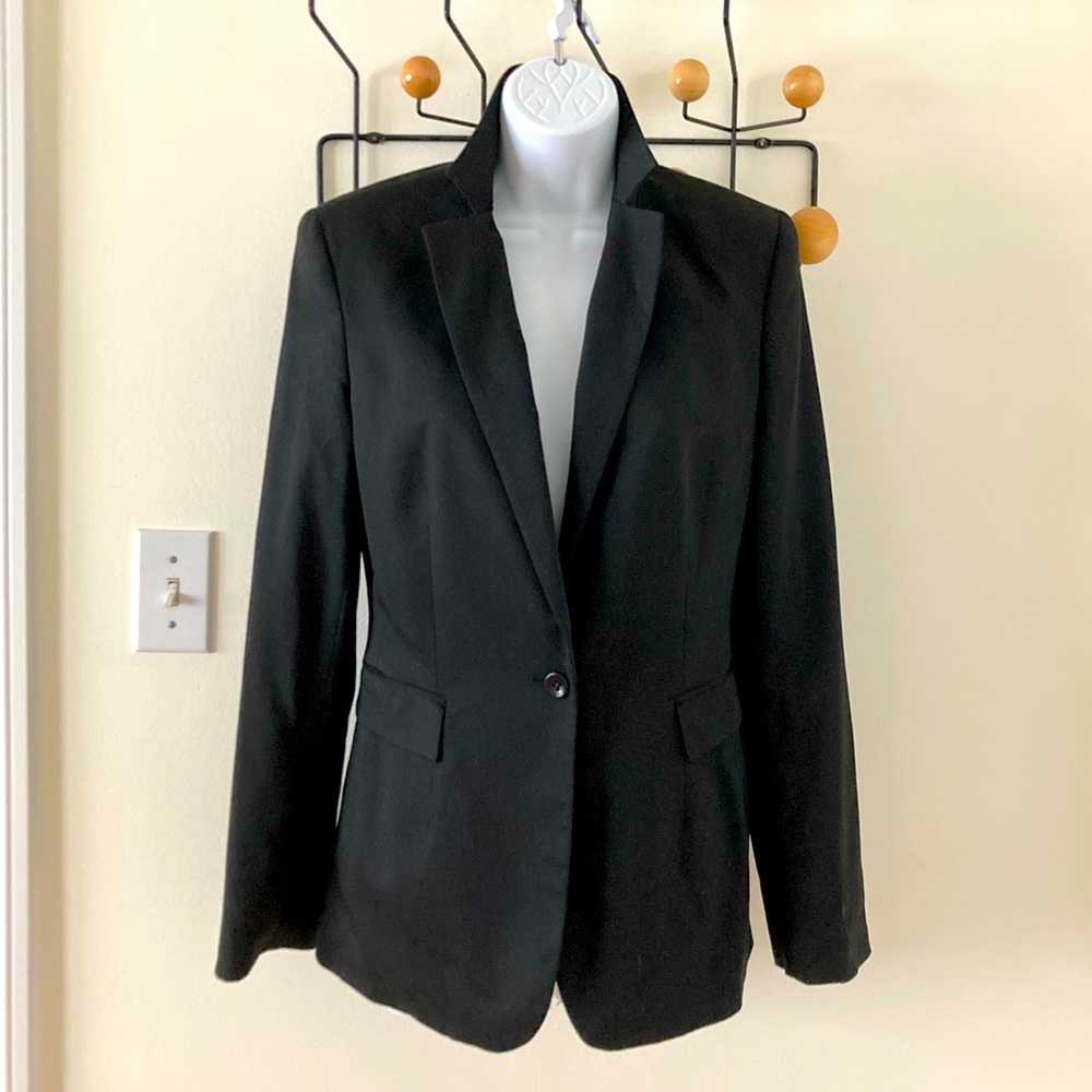 Classic single button black slim fit longline Express blazer